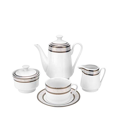 57 pc Banquet Dinnerware Set (Greek Key Dark)