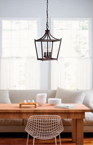 Capital Lighting 4036BB Stanton Geometric Metal Open Frame Lantern Foyer Pendant (3-Light / Burnished Bronze)
