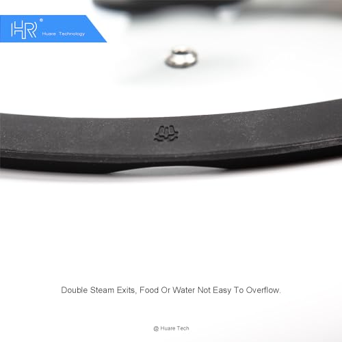 HR Huare Vented Tempered Glass Cookware Lid Black 1 Pack (12" / Black)