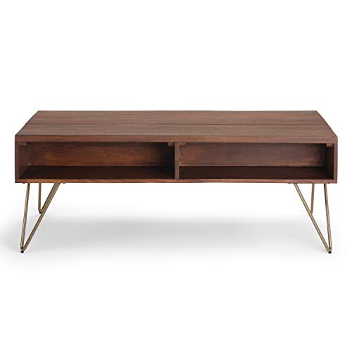 Hunter 48" Wide Solid Mango Wood Coffee Table in Umber Brown (Lift Top Coffee Table / 48 inch / Umber Brown)