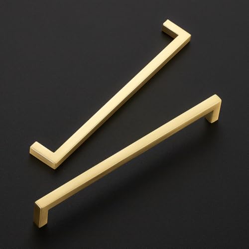Brushed Gold Cabinet Handles Solid Cabinet Pulls 7 (Brushed Gold / Flat Black 7-1/2'' Hole Center)