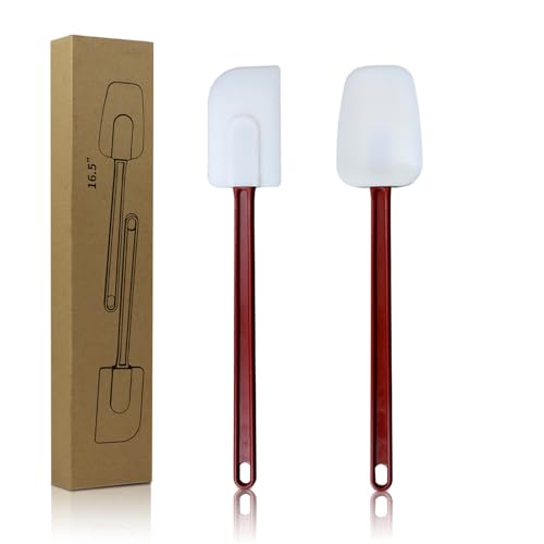 16.5 INCH Silicone Spatulas Heat Resistant Heavy Duty Rubber Spatulas Commercial Spatulas Set for Kitchen Use Silicone Cooking Utensils Sets of 2 (16.5INCH)