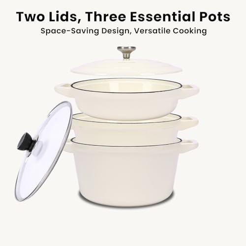 Enameled Cast Iron Set 5 (White B)
