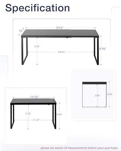 Expandable Cabinet Shelf (Black / 10’’D * 14.56-24.6’’W * 8.46’’H)