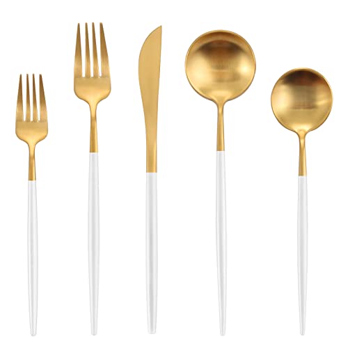 Matte White Gold Silverware Set (Whitegold / 40-piece)