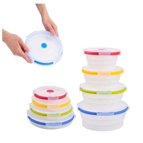 Collapsible Food Storage Containers with Lids (Assorted Colors-Sizes 4pc)