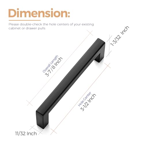 Matte Black Cabinet Handles Solid Cabinet Pulls 3 (Black / Flat Black 3-1/2'' Hole Center)