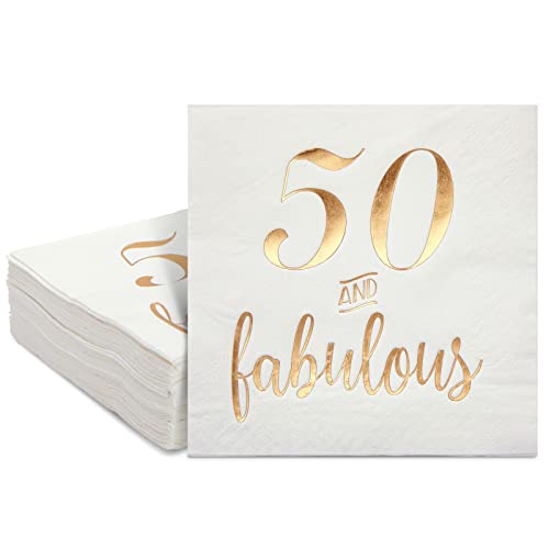 50th Birthday Napkins for Women (50 Pack)