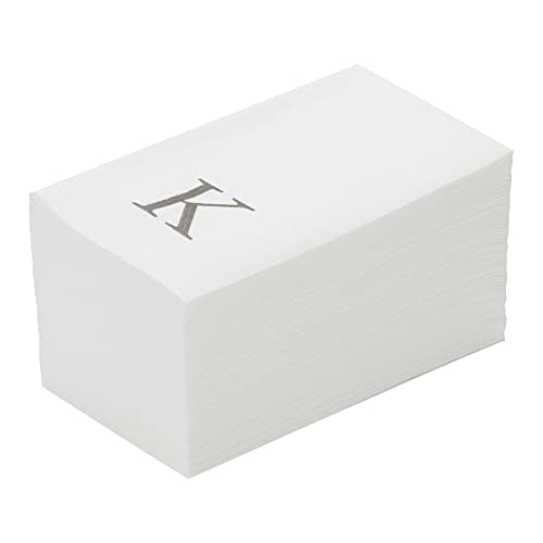 Paper Rectangle Silver Letter K Linen (Silver / 50 Count / K)