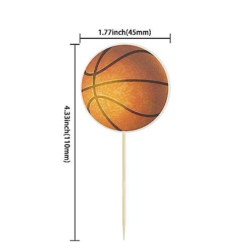 24Pcs Basketball Cupcake Toppers Star Sports Ball Cupcake Picks Baby Shower Basketball Sports Players Theme Birthday Party Cake Decorations Supplies (24 Count)
