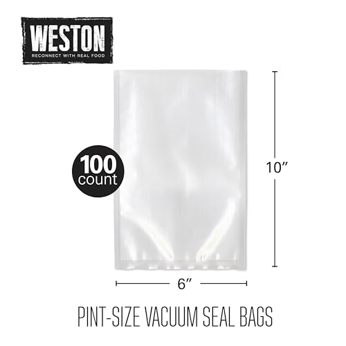 6" x 10" Pint Vacuum Sealer Bags For Meal Prep & Sous Vide (100 Count, Clear / 6" x 10" (Pint))