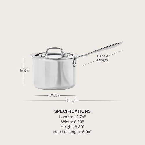 D3 Stainless Steel 2 Qt Saucepan with Lid (2 Quarts)