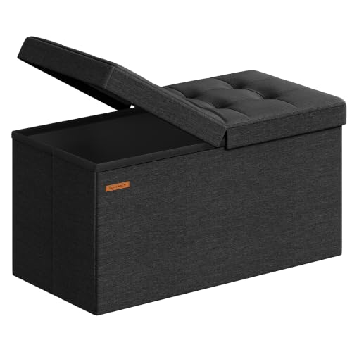 30 Inches Storage Ottoman (Ink Black / 15"D x 30"W x 15"H (with Flipping Lid))