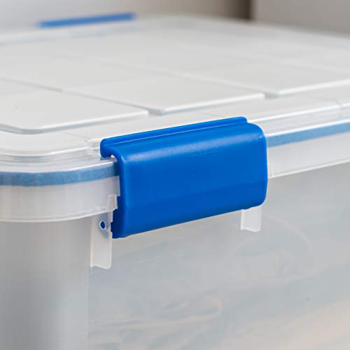 4-Pack 26.5/44 Combo Qt Storage Bins with Gasket Lids, Clear/Blue (27 & 44 Qt. Combo)