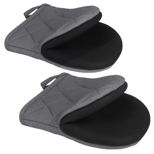 1 Pair Short Oven Mitts (Solid Gray)