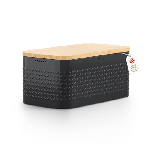 Bread Box for Kitchen Countertop (Carbon Black)
