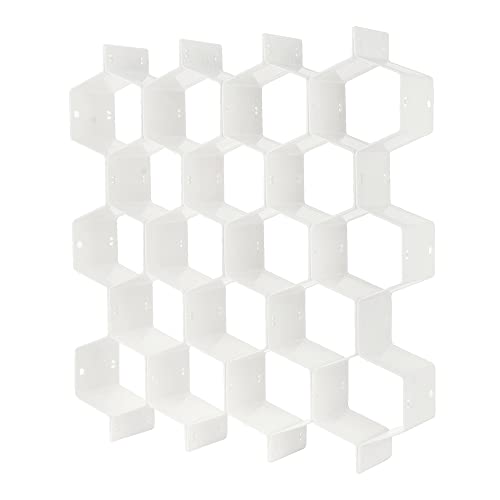 Drawer Divider Organizer Adjustable DIY Grid Honeycomb Drawer Divider for Underwear Belt Scarf Socks White (White)