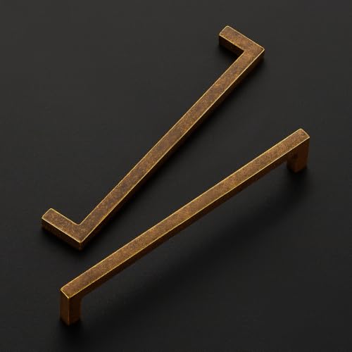 Antique Brass Cabinet Handles Solid Drawer Pulls 6 (Antique Brass / Flat Black 6-1/4'' Hole Center)