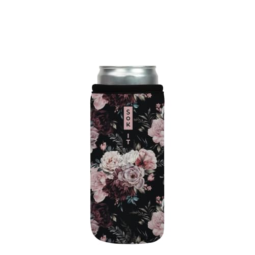 CanSok Sleeve for Beer & Soda Insulated Neoprene Cover (Bloom at Night / 12oz Slim Can Sleeve)