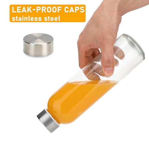 24oz Glass Water Bottle Set of 6 (Clear-6set/24oz / 24 Ounces)