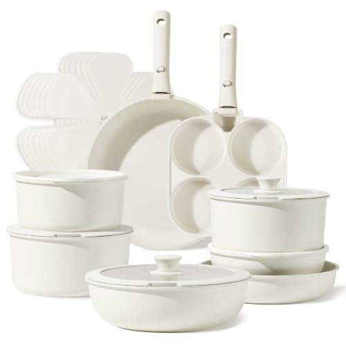 22pcs Pots and Pans Set Non Stick (Cream White / 22 Piece)