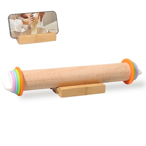 Adjustable Rolling Pin with Thickness Rings (Wood / 14INCH)