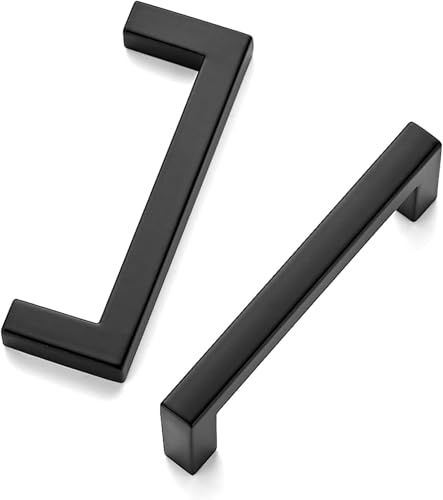 Matte Black Cabinet Handles Solid Cabinet Pulls (Black / Flat Black 3'' Hole Center)