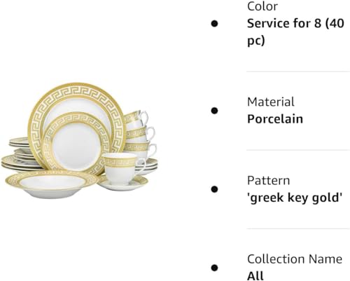 40 Pieces Vintage Gold Dinnerware and 18 (40 Piece Service for 4)
