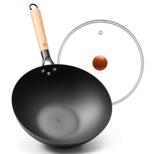 11.8" High Purity Iron Wok Pan (11.8 Inch Flat Bottom)