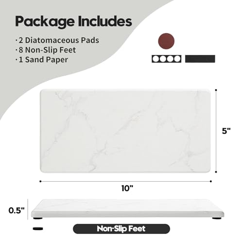 2PCS 10"x 5" Large Bathroom Sink Vanity Trays (2 Pack - Marble White / 10" x 5")