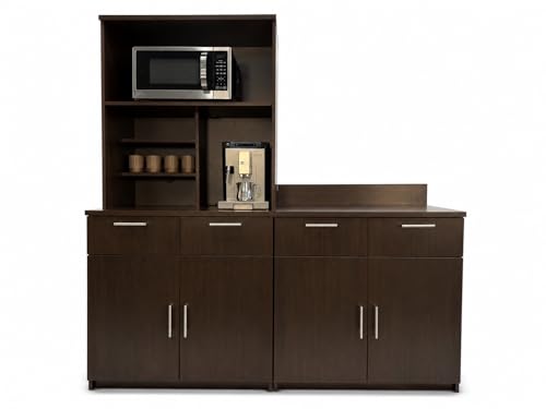Microwave Hutch Cabinet with 2 (72" W – 2 Doors + Hutch)