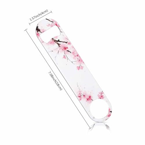 Watercolor Cherry Blossom Stainless Steel Bottle Opener Sakura Branches Japanese Pink Floral Nature Art Flat Beer Bottle Opener Keychain for Home Kitchen Bar Restaurant Party Birthday Gift (Cherry Blossom)