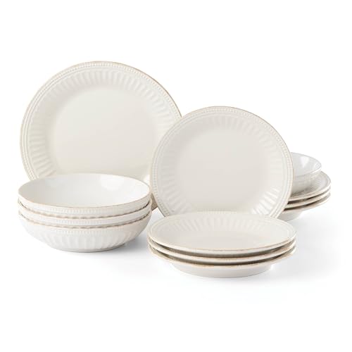 891196 French Perle Groove White 12 (12-Piece Place Setting, Pasta Bowl)