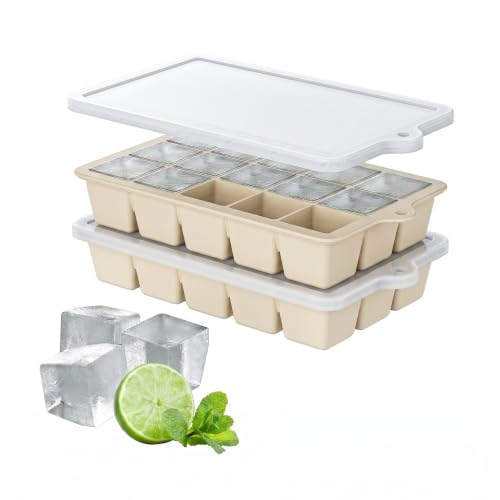 Silicone Ice Cube Tray 2 Pack (Ice Cube Tray 2 Pack / Kahki+Kahki)