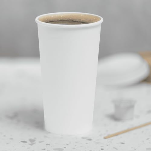 20 oz Paper Hot Coffee Cups [600 ct] White Disposable Cup for Hot (20 OZ / White)