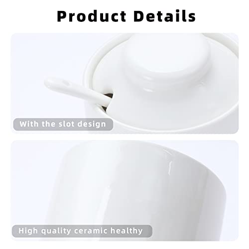 Ceramic Sugar Bowl with Lid and Spoon 8oz