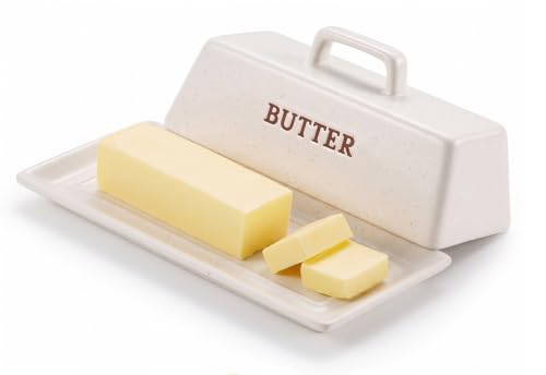 Ceramic Butter Dish with Lid (Matte Oatmeal)