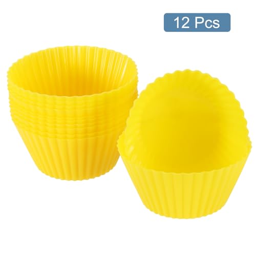12Pcs Silicone Cupcake Liners (Yellow / 2.8")