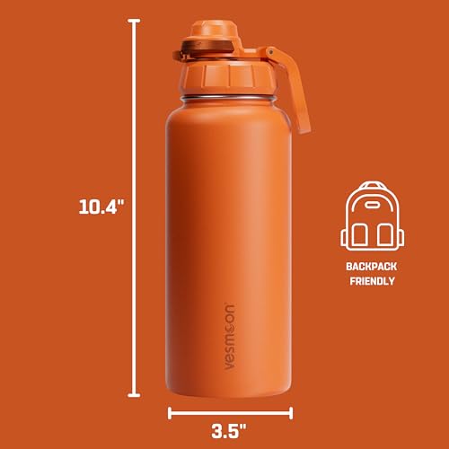 Vessence 32 Oz Stainless Steel Tea Infuser Bottle for Loose Leaf Tea (Mojave Orange / 32 Oz)