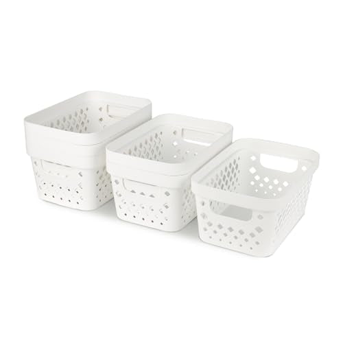 Plastic Baskets for Organizing (White / 1 Gallon)