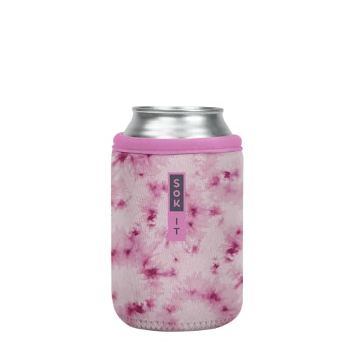 CanSok Sleeve for Beer & Soda Insulated Neoprene Cover (Pink Splash Tie Dye / 12oz Can Sleeve)