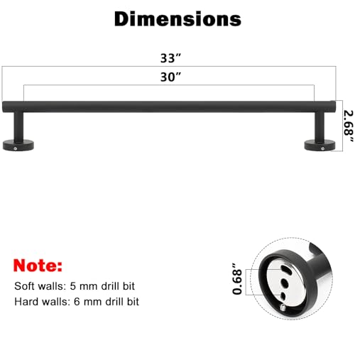 Bath Towel Bar (Matte Black / 33 Inch)