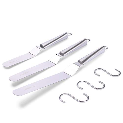 Offset Spatulas Cake Icing Knife 6 8 10 Inch with 3 Metal Hook Angled Cake Frosting Decorating Spatula Set of 3 (3 Count)