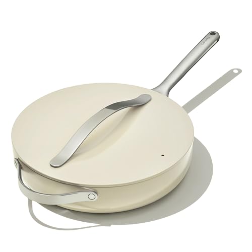 Non Stick Ceramic Sauté Pan with Lid (Cream)