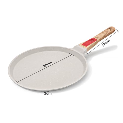 Non Stick Crepe Pan with Detachable Handle (White / 8 inch)
