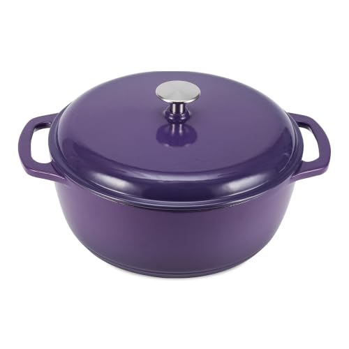 Enameled Cast Iron Dutch Oven Pot with Lid (Purple / 6-Quart)
