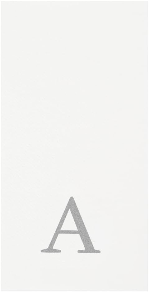 Luxenap 15.8 X 7.9 Inch Linen-Feel Guest Towels, 2000 Lettered Hand Towels - Silver Letter 'A', Sans Serif Font, White Paper Dinner Napkins, airlaid, For Restrooms And Tables - Restaurantware