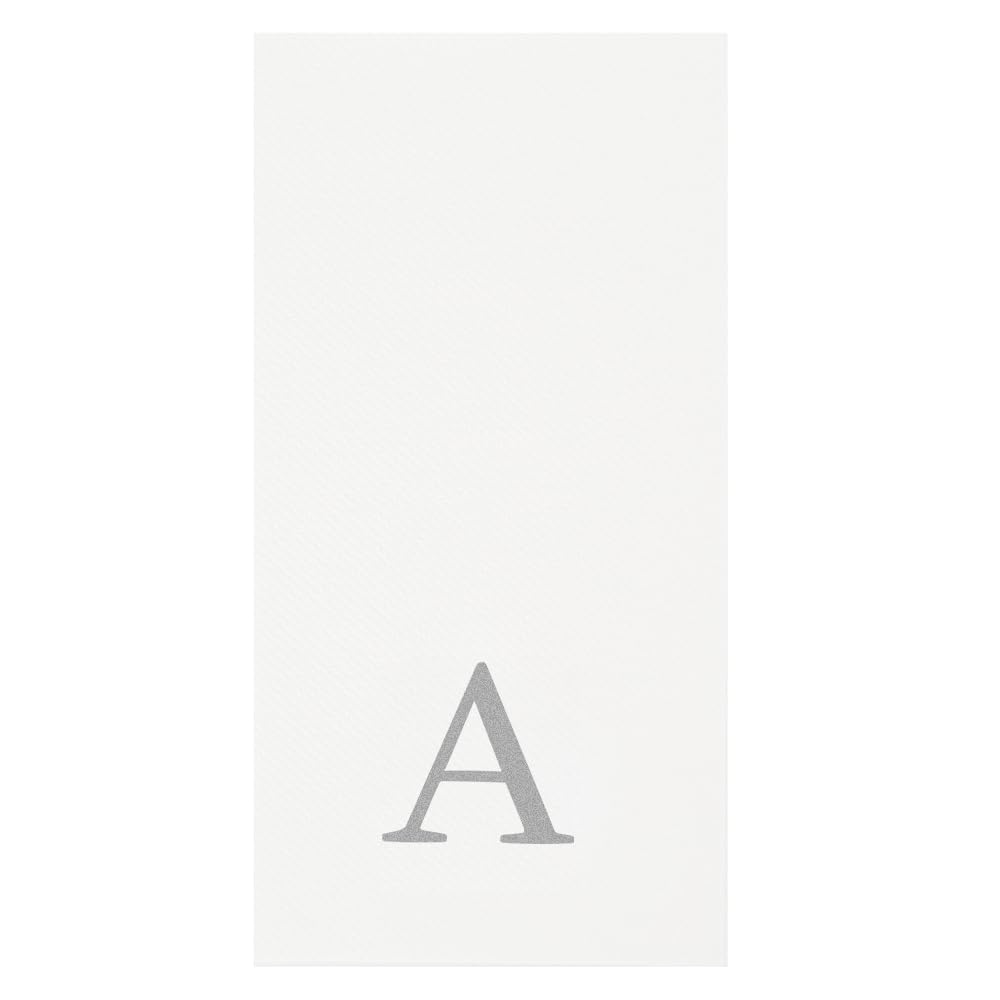 Silver A White Linen Feel Guest Towel Napkin (Silver / 2000 Count / A)