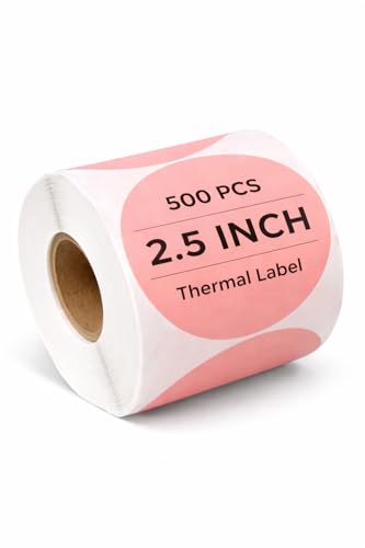 2.5 inch Pink Round Thermal Sticker Roll (Pink)