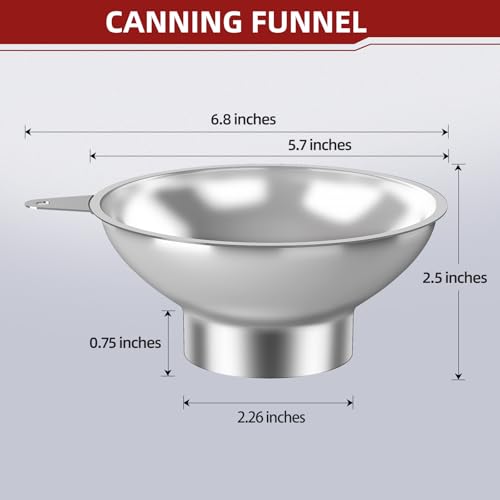 Stainless Steel Metal Canning Funnel with Removable Strainer